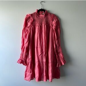 Sea New York Pink Smocked Long Sleeve Dress